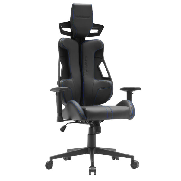 MGC-ELITE, Silla Gaming Ergonómica, Respaldo Flexible Adaptativo, Reposabrazos Ajustables 2D, Asiento Reclinable, Acabado Cuero PU, Silla de Oficina con Ruedas XL, Pistón Gas Clase 4, Azul