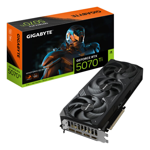 GeForce RTX 5070 Ti WINDFORCE OC SFF 16G Tarjeta Gráfica - 16GB GDDR7, 256 bits, PCI-E 5.0, 2497 MHz Core Clock, 3 x DP 2.1a, 1 x HDMI 2.1b, NVIDIA DLSS 4, GV-N507TWF3OC-16GD