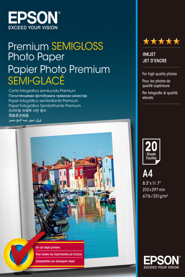 Premium Semi-Gloss Photo Paper - A4 - 20 hojas