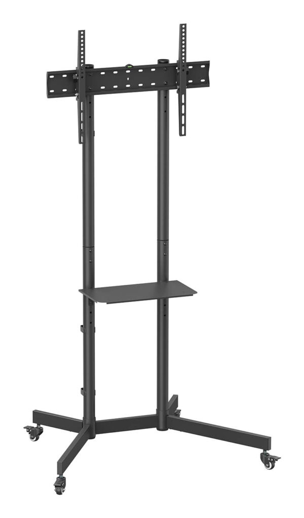 Soporte De Suelo Eco Con Rueda, Bandeja Para DVD Para Monitor/TV 45kg De 37-70, Negro