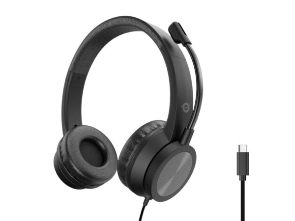 POLONA05BC auricular y casco Auriculares Alámbrico Diadema Llamadas/Música USB Tipo C Negro