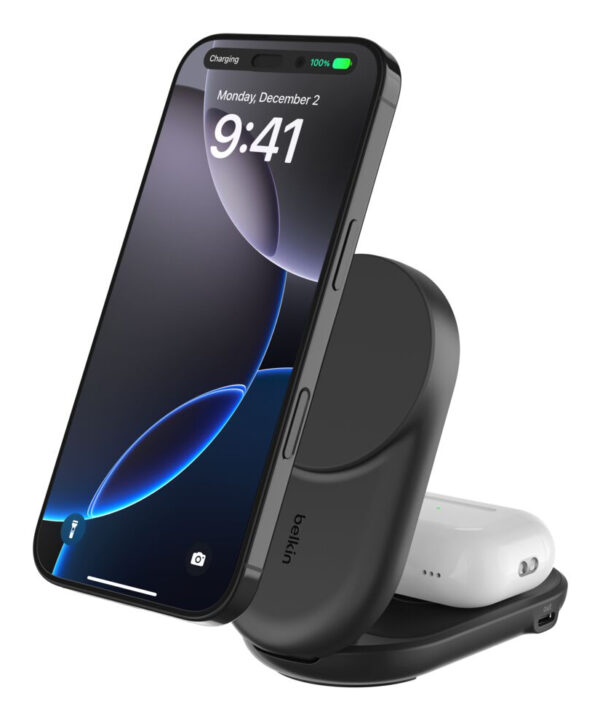 Qi2 Fitness tracker, Auriculares, Smartphone, Reloj inteligente Negro USB Cargador inalámbrico Carga rápida Interior