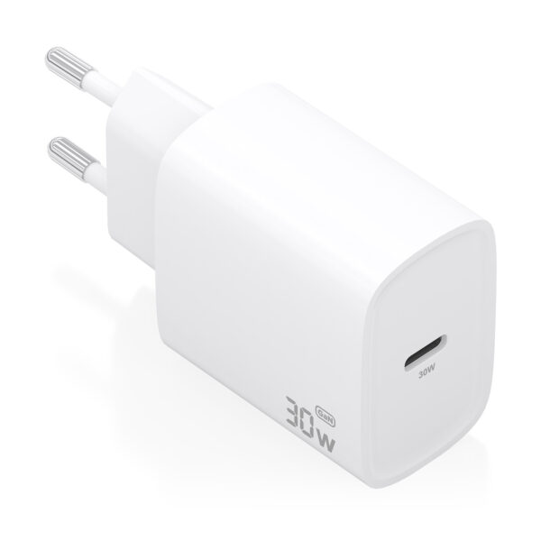 Cargador GaN 30W, 1xUSB-C PD3.0, Blanco
