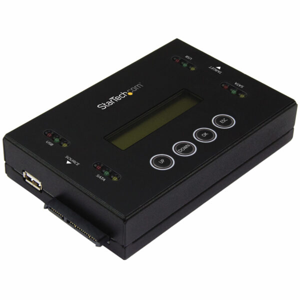 Clonador y Borrador Independiente 1:1 para Memorias USB y Unidades de Disco Duro y SSD SATA - con Pantalla LCD - TAA - Independiente del Sistema Operativo