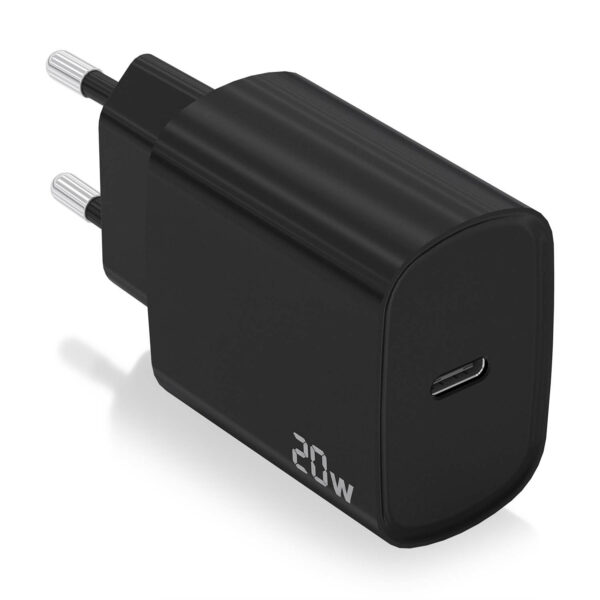 Cargador USB-C PD3.0 1 Puerto 1xUSB-C 20W, Negro