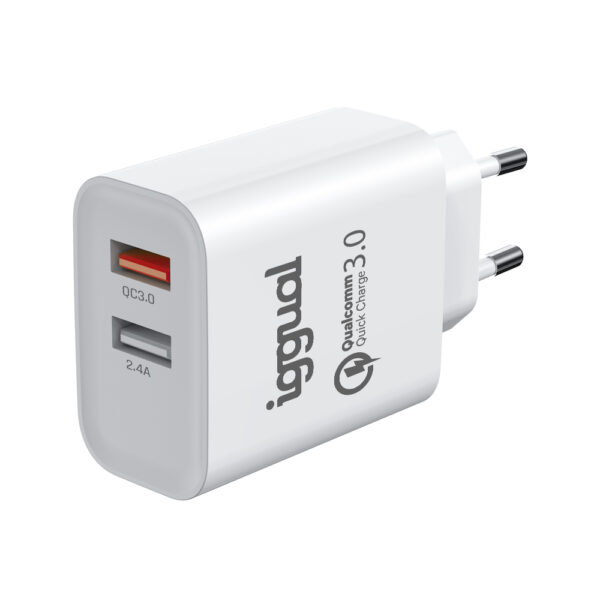 Cargador doble 2xUSB carga rápida QC3.0 30W