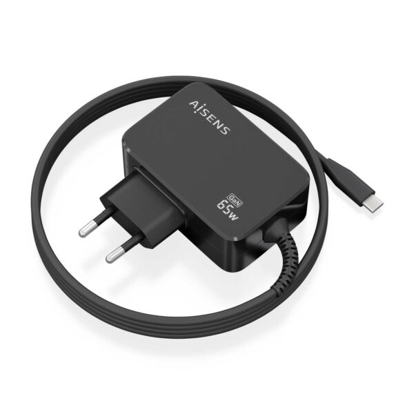 Cargador GaN 65W PD3.0 1xUSB-C 1.8m, Negro