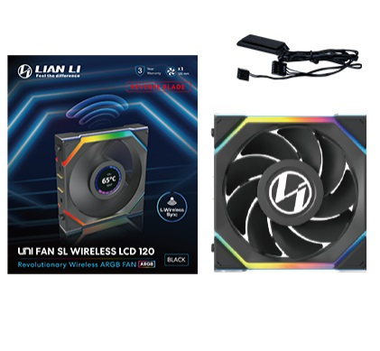 UNI FAN SL Wireless LCD 120 Reverse Blade Carcasa del ordenador Ventilador 12 cm Negro 1 pieza(s)