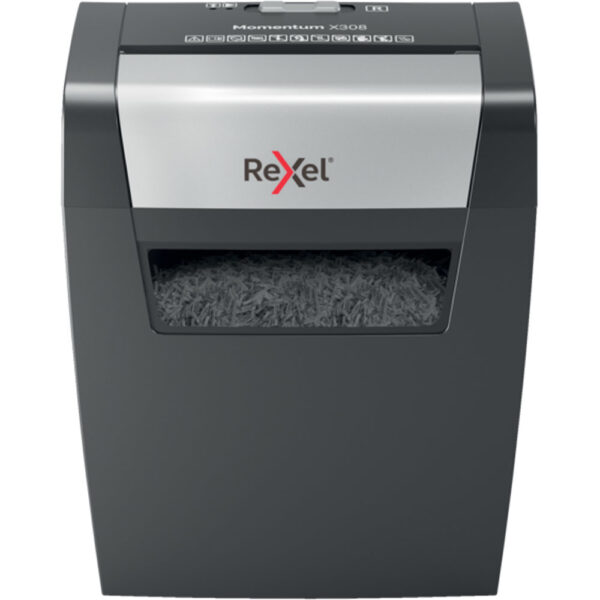 Momentum X308 triturador de papel Corte en partículas 70 dB Negro, Gris