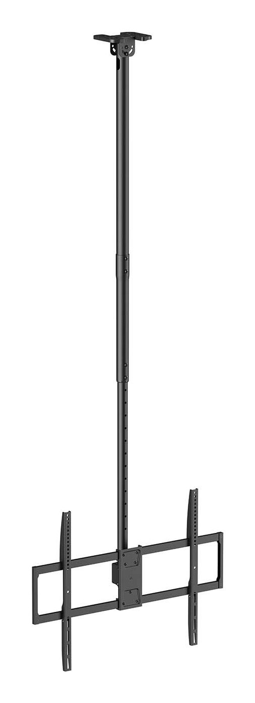 Soporte de techo pro giratorio, inclinable, extensible y nivelable para monitor/TV 80kg de 50-100, Negro