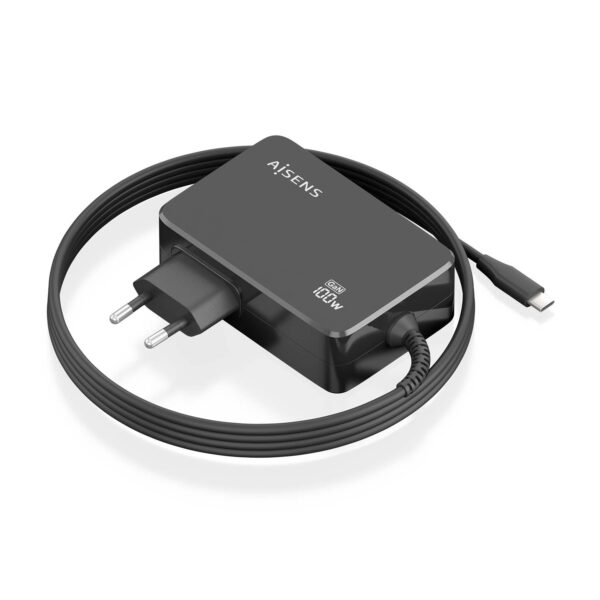 Cargador GaN 100W PD3.0 1xUSB-C 1.8m, Negro