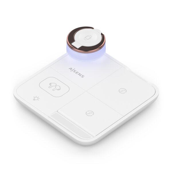 Cargador Inalambrico USB-C 4 en 1 De 15W Para Movil, Apple Watch, Auriculares Con Estuche De Carga, Blanco