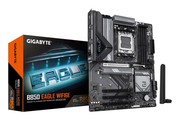 B850 EAGLE WIFI6E Placa Base - Procesadores AMD Ryzen Serie 9000, VRM digital de 8+2+2 fases, hasta 8200MHz DDR5 (OC), 1xPCIe 5.0 + 2xPCIe 4.0 M.2, LAN GbE, WIFI 6E, USB 3.2 Gen 2