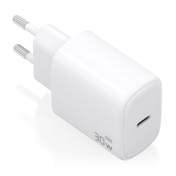 Cargador GaN 30W, 1xUSB-C PD3.0, Blanco
