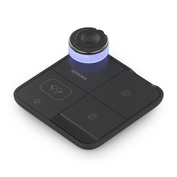 Cargador Inalambrico USB-C 4 en 1 De 15W Para Movil, Apple Watch, Auriculares Con Estuche De Carga, Negro