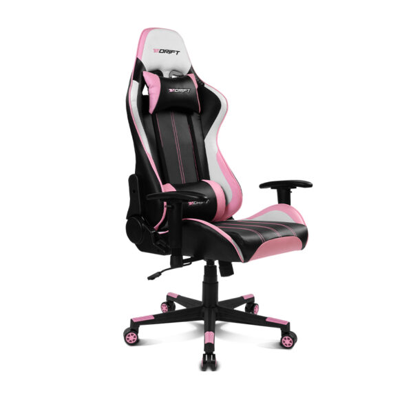 DR175PINK silla para videojuegos Silla para videojuegos universal Asiento acolchado Rosa, Negro, Blanco