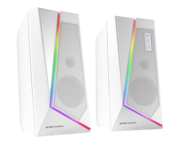 ALTAVOCES 2.0 BLUETOOTH 5.0 MS7 WHITE 20W RMS ILUMINACION RGB DINAMICO PROCESADOR DSP