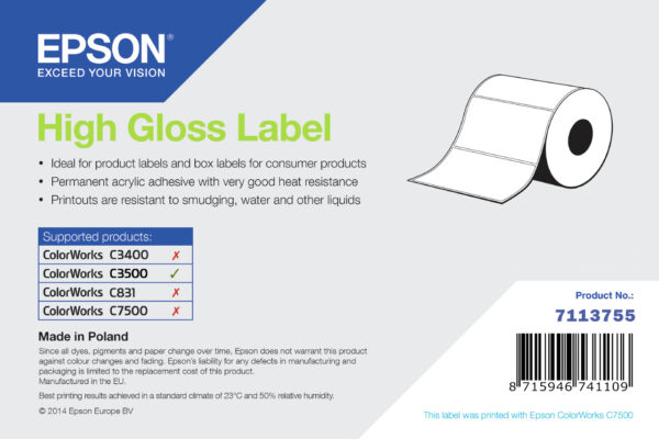 High Gloss Label Etiqueta para impresora autoadhesiva