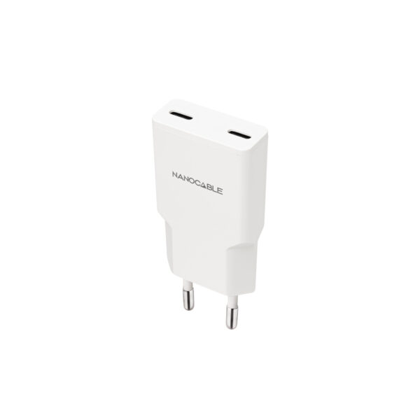 Cargador 2xUSB-C/PD 25W, Blanco