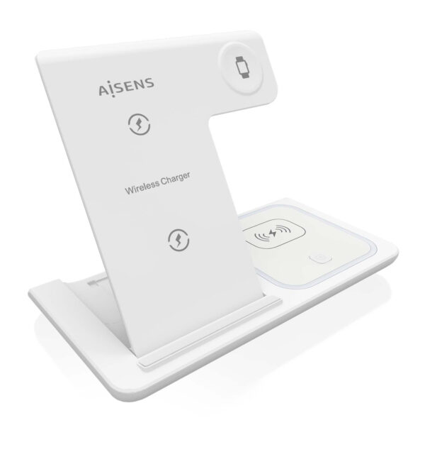 Cargador Inalambrico USB-C 3 En 1 De 15W Para Movil, Apple Watch, Ariculares Con Estuche De Carga, Blanco
