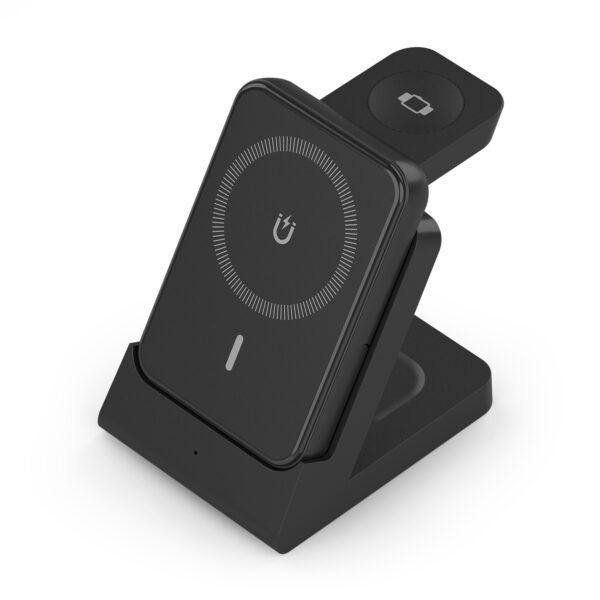 Cargador Inalambrico USB-C 4 en 1 De 15W Para Movil, Apple Watch, Auriculares Con Estuche De Carga, Negro