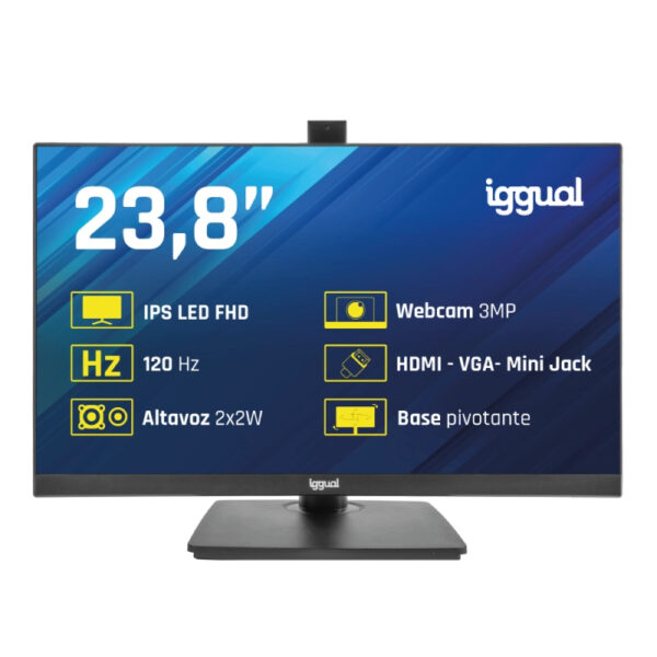 Monitor 23,8" IPS FHD 120Hz VGA HDMI webcam