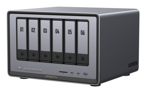 DXP6800 Pro NAS Escritorio Intel® Core i5 8 GB DDR5 Gris, Negro