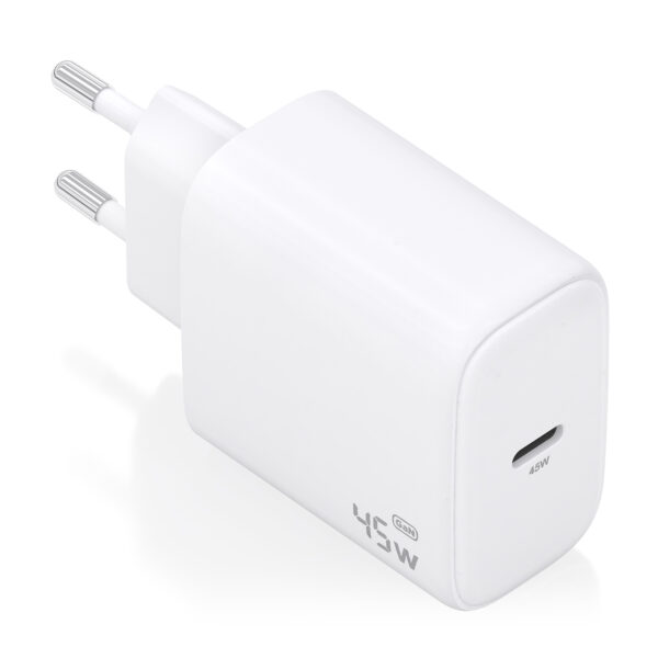 Cargador GaN 45W, 1xUSB-C PD3.0, Blanco