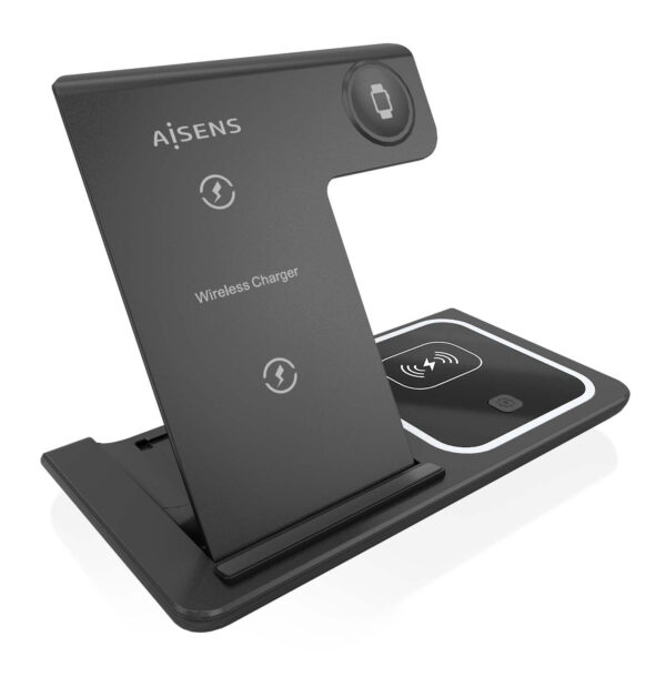 Cargador Inalambrico USB-C 3 En 1 De 15W Para Movil, Apple Watch, Ariculares Con Estuche De Carga, Negro