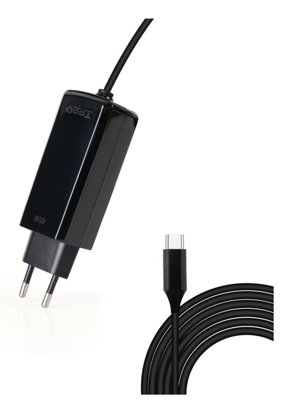 Cargador de portátil GAN USB-C PD 45W, Negro
