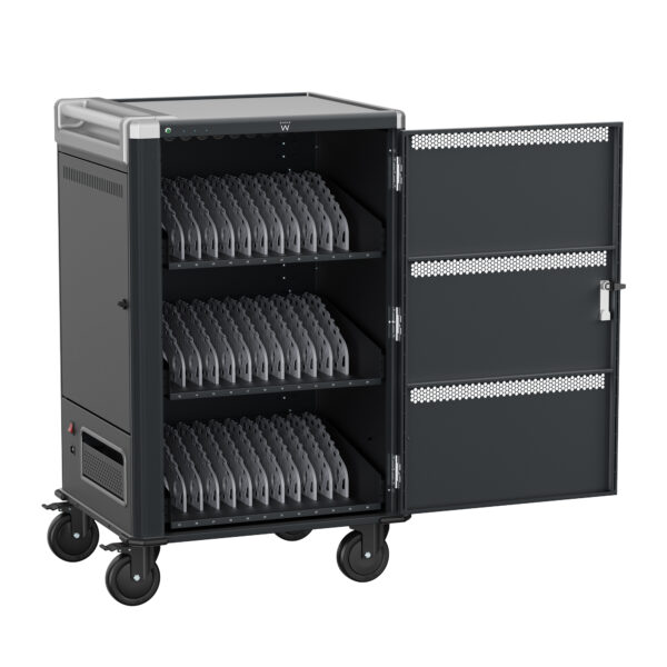 EW1701 carrito y armario de dispositivo portátil Armario de gestión y carga para dispositivos portátiles Negro, Gris