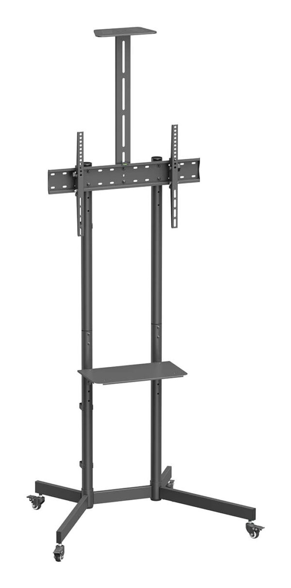 Soporte De Suelo Eco Con Rueda, Bandeja Para DVD Y Soporte De Cámara Para Monitor/TV 45kg De 37-70, Negro