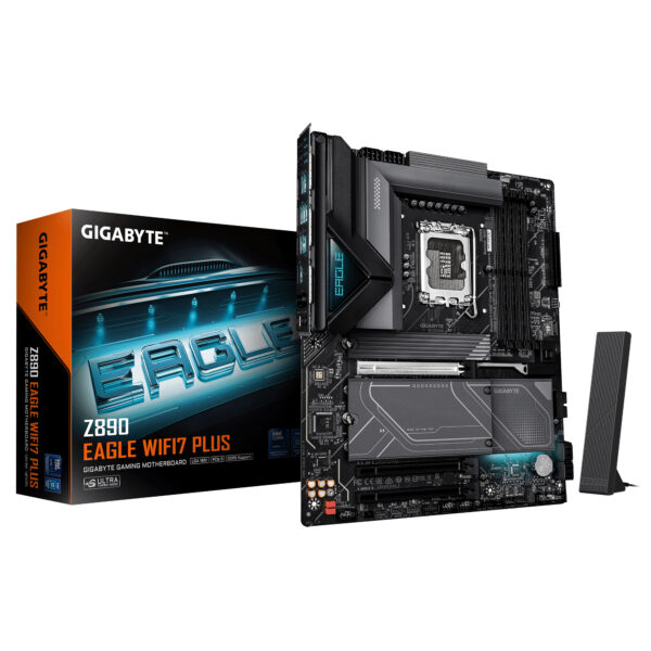 Z890 EAGLE WIFI7 PLUS Placa Base  Compatible con procesadores Intel Core Ultra (Serie 2), VRM de 14+1+2 fases, hasta 9466 MHz DDR5 (OC), 1x PCIe 5.0 + 3x PCIe 4.0, Wi-Fi 7, LAN 2.5 GbE, USB 4