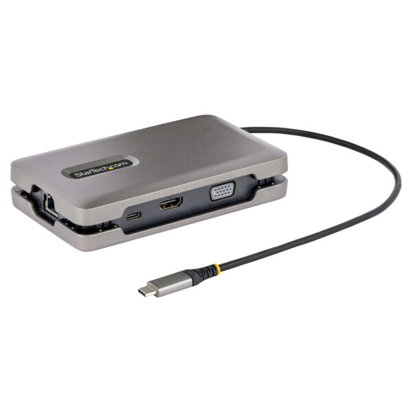 Adaptador Multipuertos USB-C - Vídeo USB Tipo C con Modo Alt de DP - HDMI 2.0 4K -VGA - Docking Station USB-C para 2 Monitores - PD de 100W con Pass-Through - Hub Adaptador MST