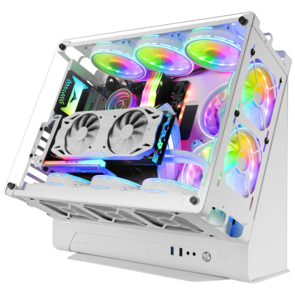 MCB, Caja PC Gaming ATX XL, Edición Custom Premium, Estructura Modular Doble Cámara, Blanco