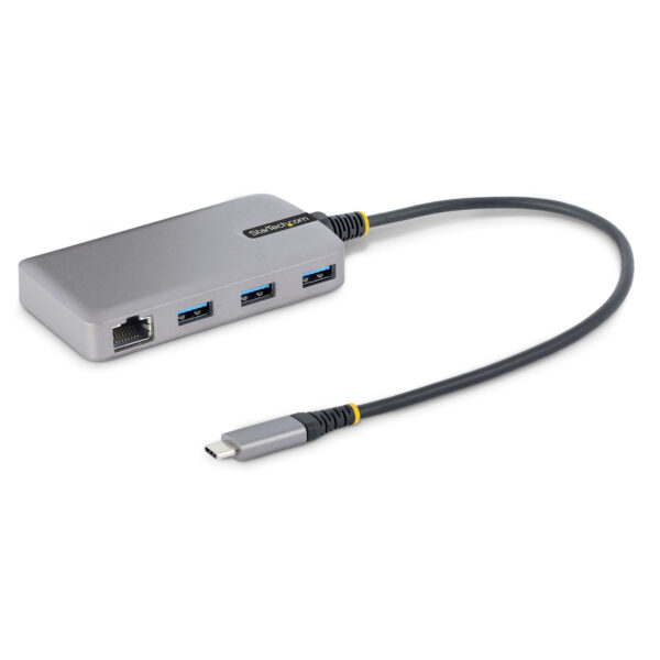 Hub USB-C de 3 Puertos USBA - USB 3.0 de 5Gbps - Alimentado por el Bus - Concentrador USB-C de 3 Puertos USB-A - Ladrón USB-C Portátil - Red Ethernet RJ45 Gigabit