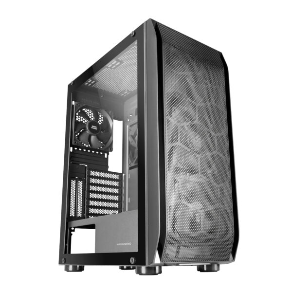 MC-PRO2, Torre Profesional E-ATX, Sistema CPU Freezer, 5 Ventiladores Ultra-silenciosos y Frontal Metal-Mesh, Color Negro