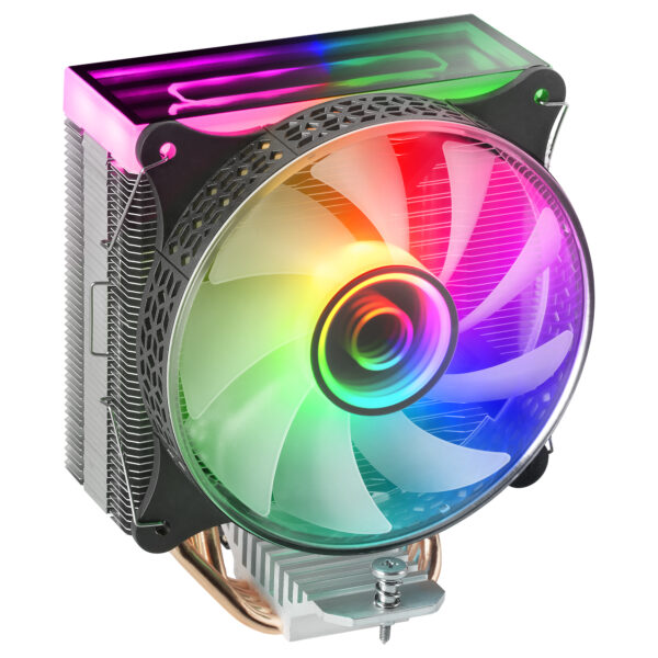 MCPU-VR Negro, Disipador CPU, Doble Espejo Infinito ARGB, 4 Heatpipes HCT, TDP 180W, Ventilador Ultra-silencioso PWM 12cm