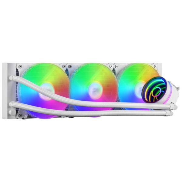 ML-ONE360 Blanco, Refrigeración Líquida CPU, TDP 550W, Espejo Infinito, 3 Ventiladores Silenciosos, Multisocket Universal