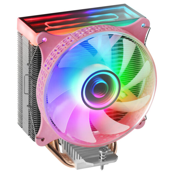MCPU-VR Rosa, Disipador CPU, Doble Espejo Infinito ARGB, 4 Heatpipes HCT, TDP 180W, Ventilador Ultra-silencioso PWM 12cm
