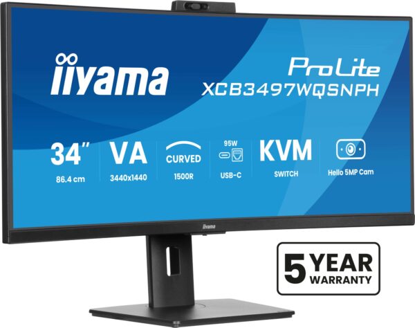 ProLite XCB3497WQSNPH-B1 pantalla para PC 86,4 cm (34") 3440 x 1440 Pixeles UltraWide Quad HD LED Negro