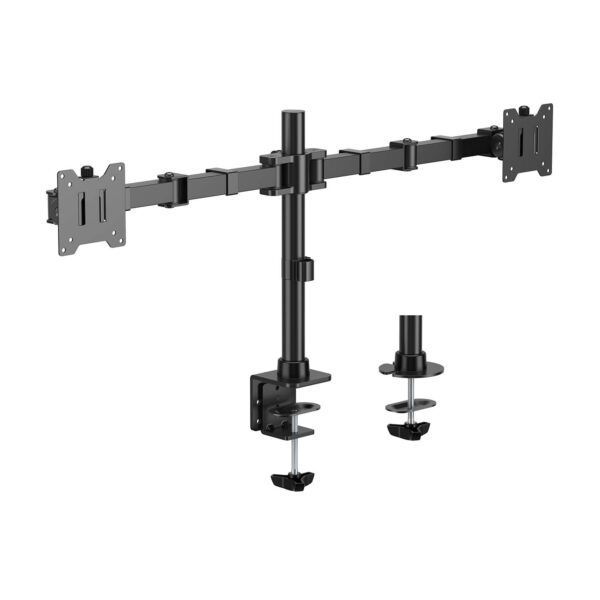 Soporte de Mesa Eco Giratorio e Inclinable para Monitor/TV 20kg (3 Pivotes, 2 Brazos) de 17"-35", Negro