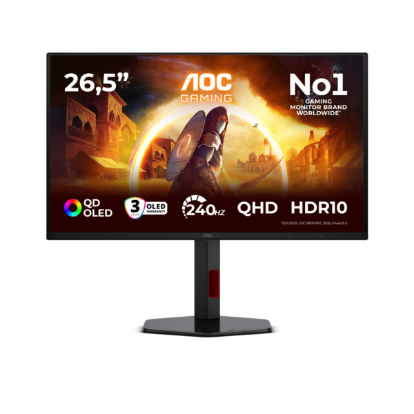G4 Q27G4ZDR pantalla para PC 67,3 cm (26.5") 2560 x 1440 Pixeles Quad HD QD-OLED Negro, Rojo