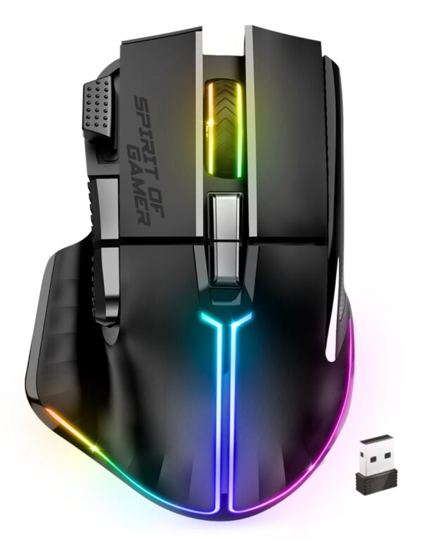 PRO M5 DARK WIRELESS ratón Juego mano derecha RF Wireless + Bluetooth + USB Type-C Óptico 8000 DPI