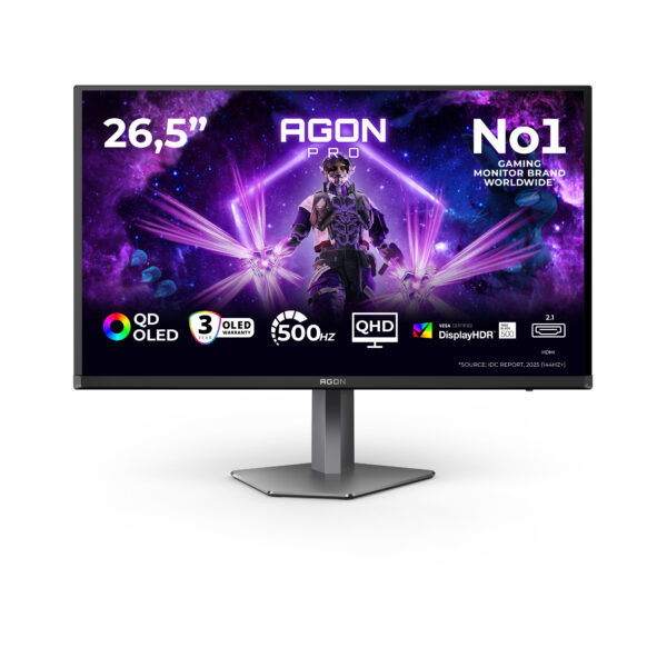 AGON PRO AG276QKD2 pantalla para PC 67,3 cm (26.5") 2560 x 1440 Pixeles Quad HD QD-OLED Negro, Gris