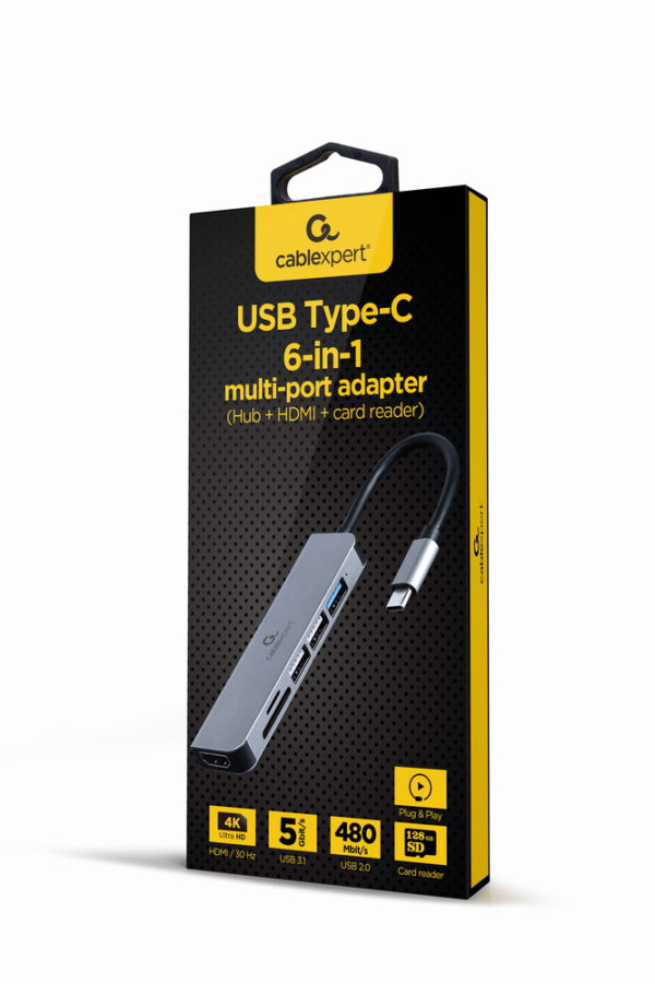 A-CM-COMBO6-02 base para portátil y replicador de puertos Alámbrico USB 3.2 Gen 1 (3.1 Gen 1) Type-C Gris