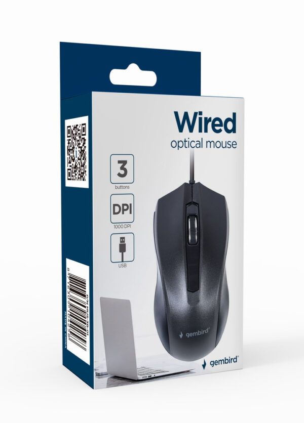 MUS-3B-01 ratón Oficina Ambidextro USB tipo A Óptico 1000 DPI