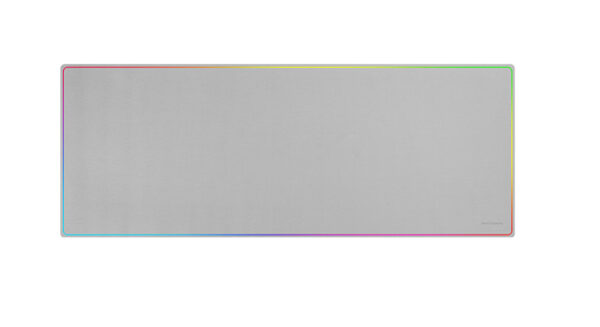 MMP224, Alfombrilla Gaming XXL 880x330mm, Diseño de Bordes Rainbow, Base Antideslizante de Caucho Natural, Superficie Nanotextil de Alta Precisión, Alfombrilla de Ratón Flexible, Blanco