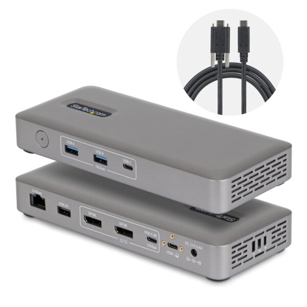 Docking Station USB4 USB-C Universal sin Controladores de 2 Monitores para macOS/Windows - con Carga de 100W para Portátiles y Red Ethernet de 2,5GbE