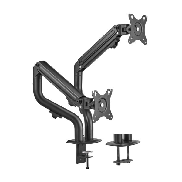 Soporte de Mesa ECO Contrapeso Giratorio e Inclinable para Monitor/TV 8Kg (3 Pivotes, 2 Brazos) de 17-32, Negro